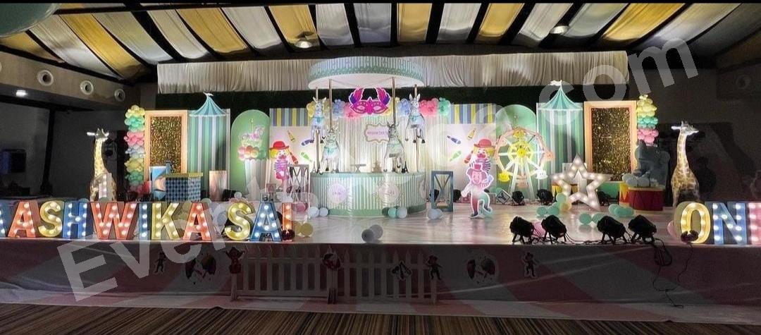 luxury-pastel-carnival-carousel-birthday-decoration in Vijayawada