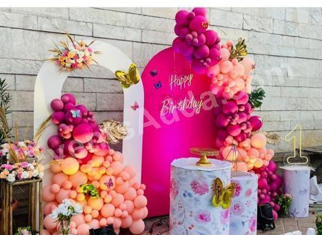 Luxury Pink Birthday Arch Backdrop Decoration Decoration in Dubai