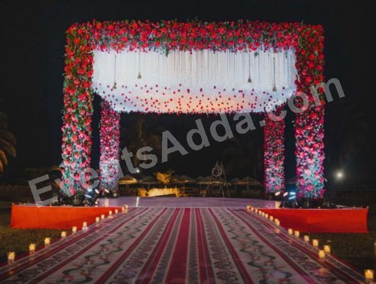 luxury-red-rose-floral-wedding-mandap-decoration in Kolkata