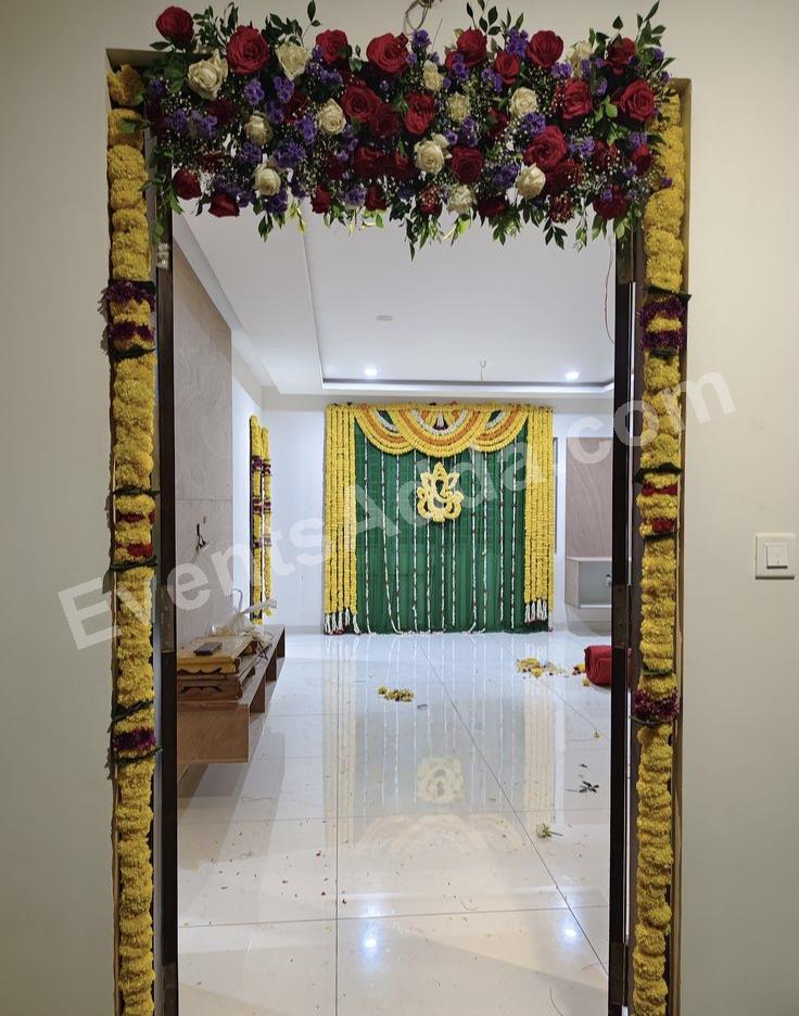 Luxury Rose & Marigold Floral Door Entrance Decoration Decoration in Jaipur