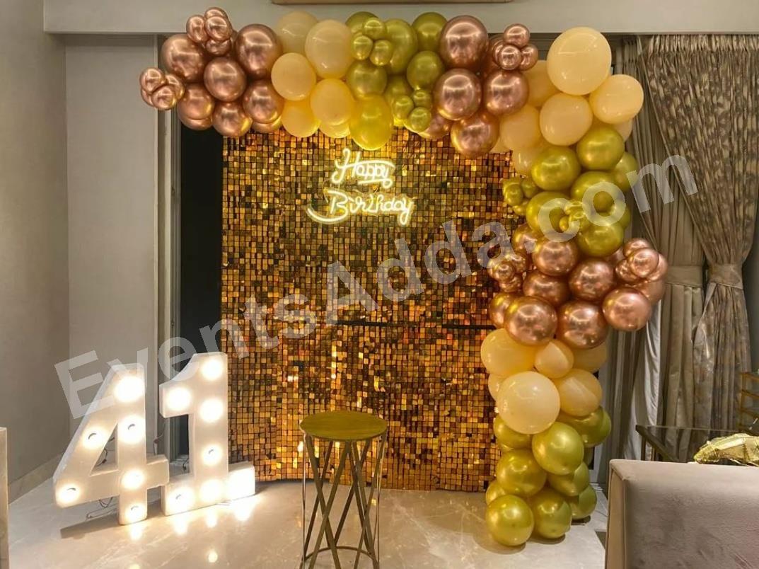 luxury-rose-gold--gold-41st-birthday-shimmer-decoration in Vijayawada