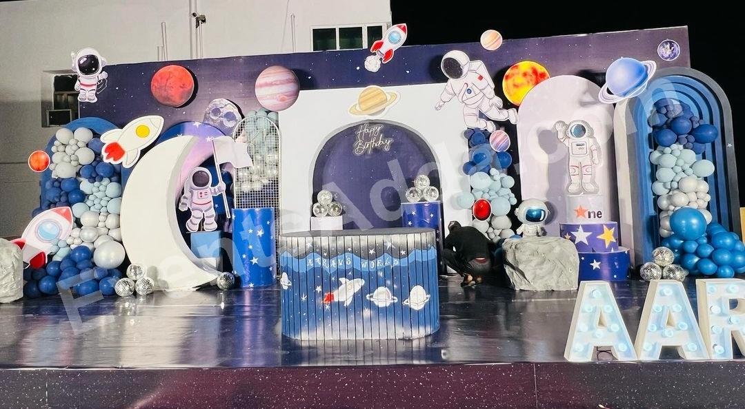 luxury-space-adventure-birthday-balloon-decoration in Gujarat