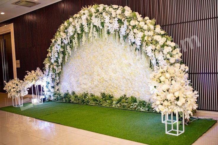 luxury-white-floral-arch-backdrop-decoration in Chandigarh