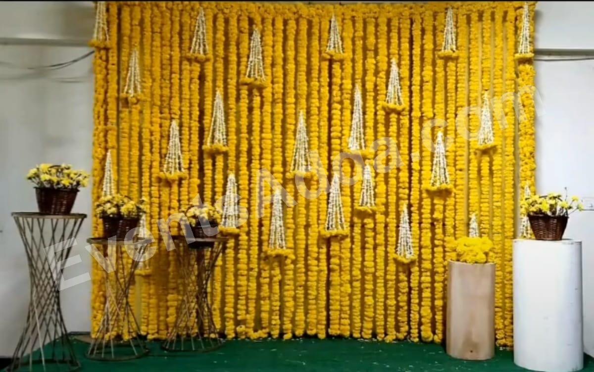 marigold-floral-backdrop-decoration in Udaipur