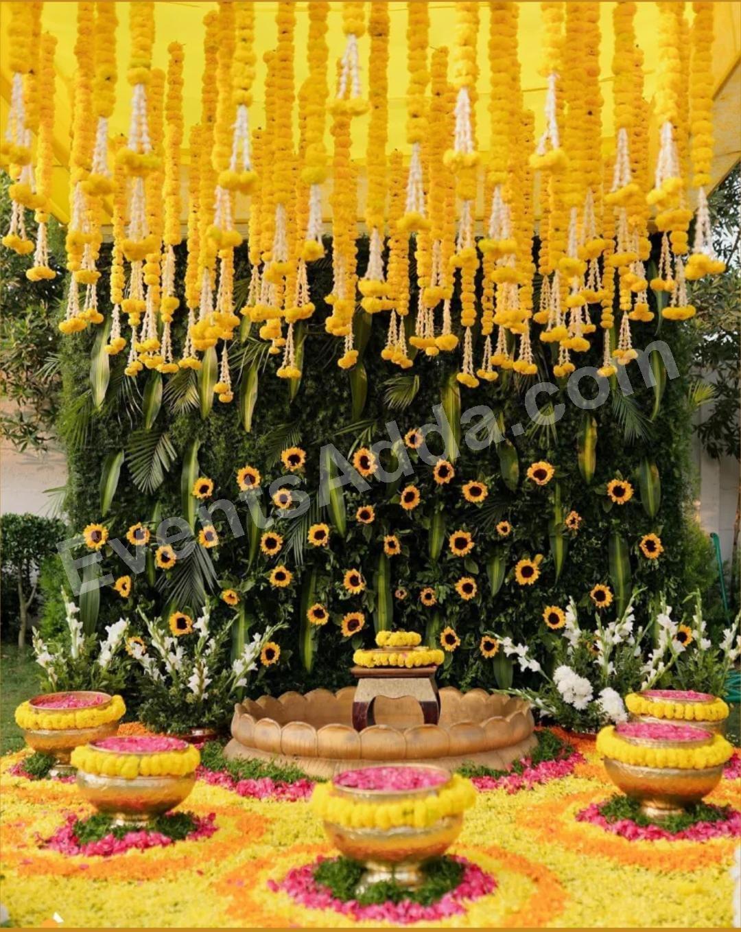 marigold-floral-canopy-stage-decoration in Ahmedabad