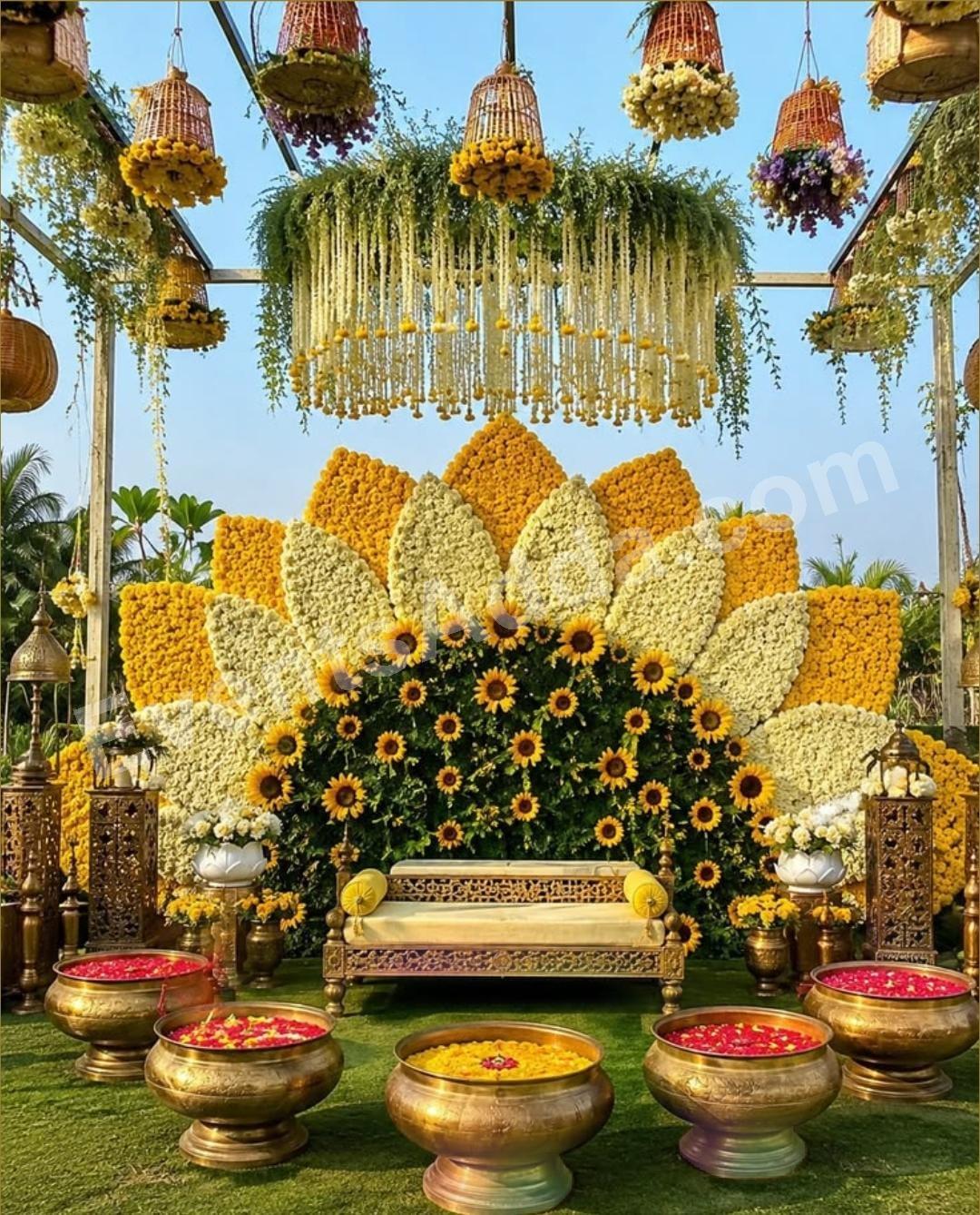 Marigold Floral Swing Stage Decoration Decoration in Malaysia