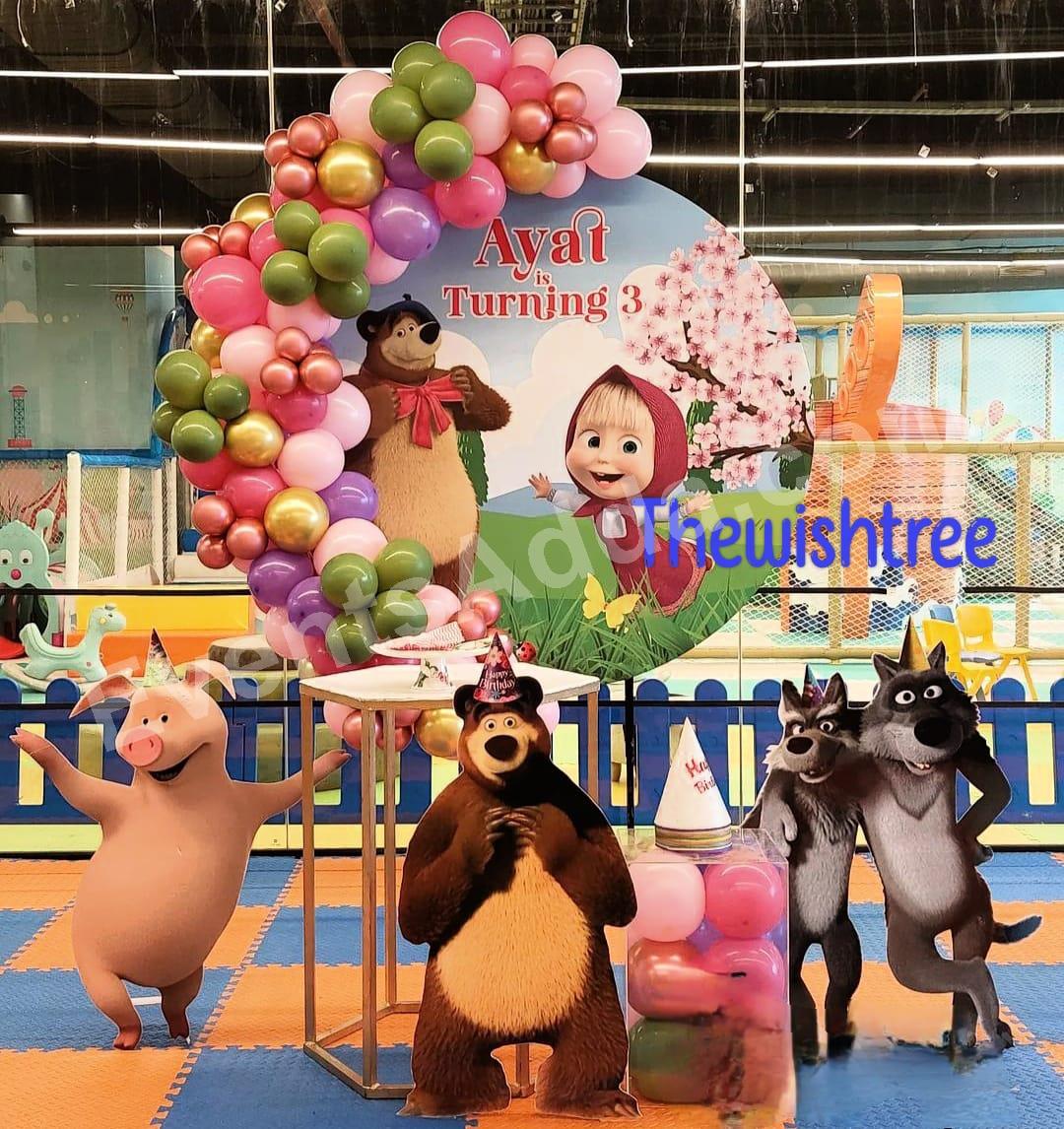 masha-and-the-bear-3rd-birthday-decoration in Nagarkurnool