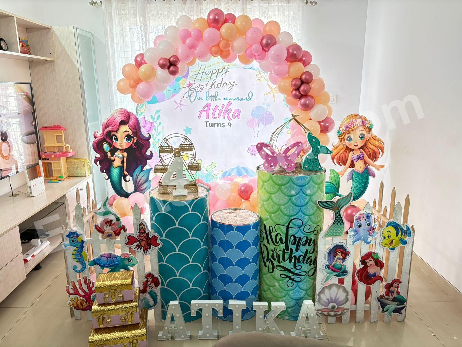 Mermaid Theme 4th Birthday Decoration in Hyderabad