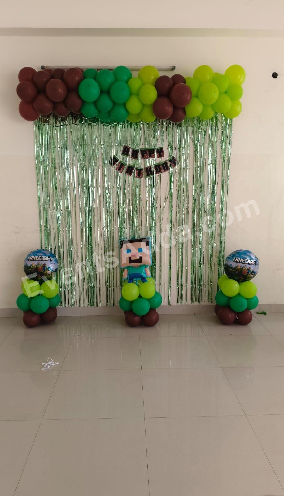 minecraft-theme-birthday-balloon-decoration Decoration in =Chandigarh