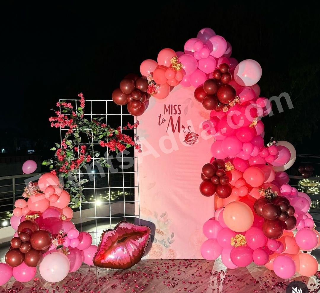 miss-to-mrs-pink-balloon-bridal-shower-backdrop-decoration in Nagarkurnool