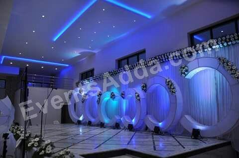 modern-blue-illuminated-circular-wedding-stage-decoration Decoration in Udaipur