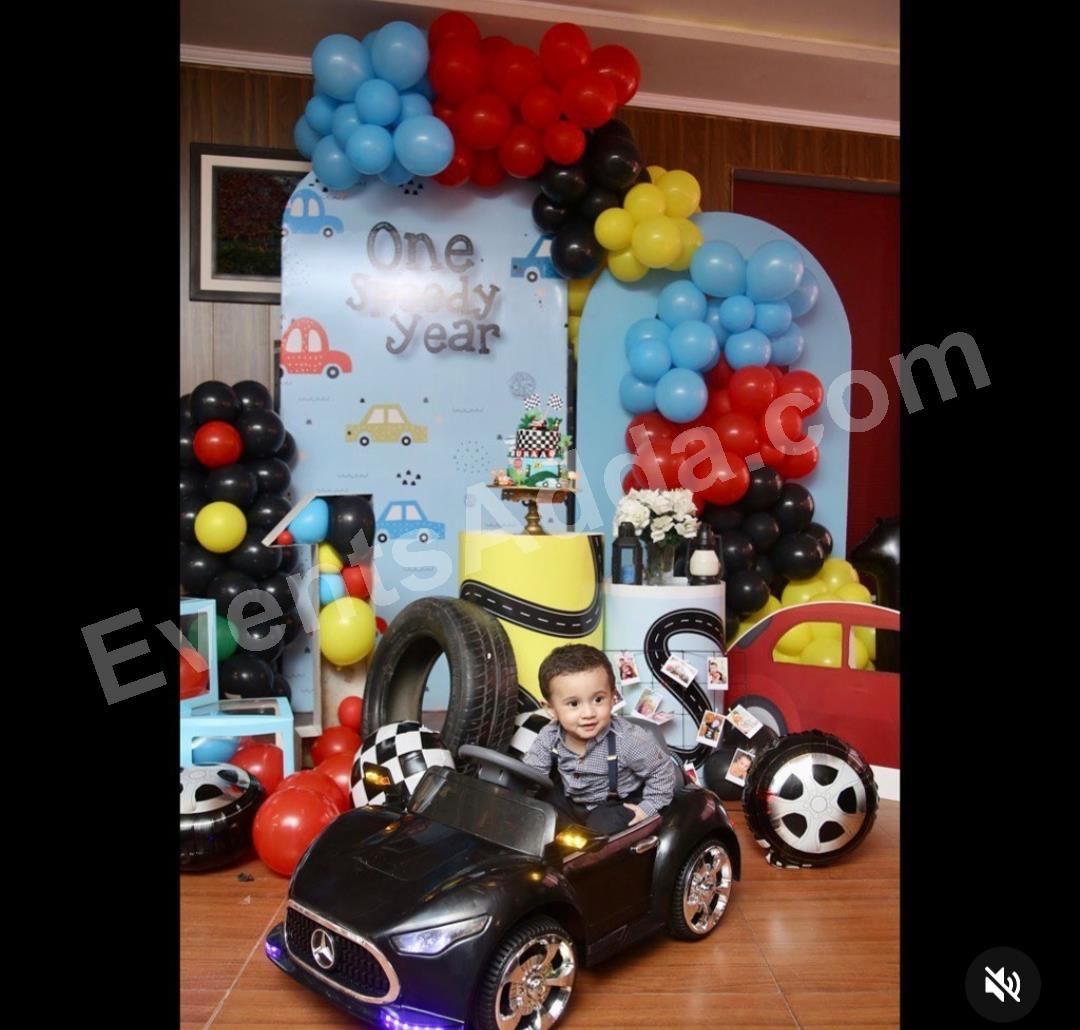 one-speedy-year-car-theme-birthday-decoration in Vijayawada