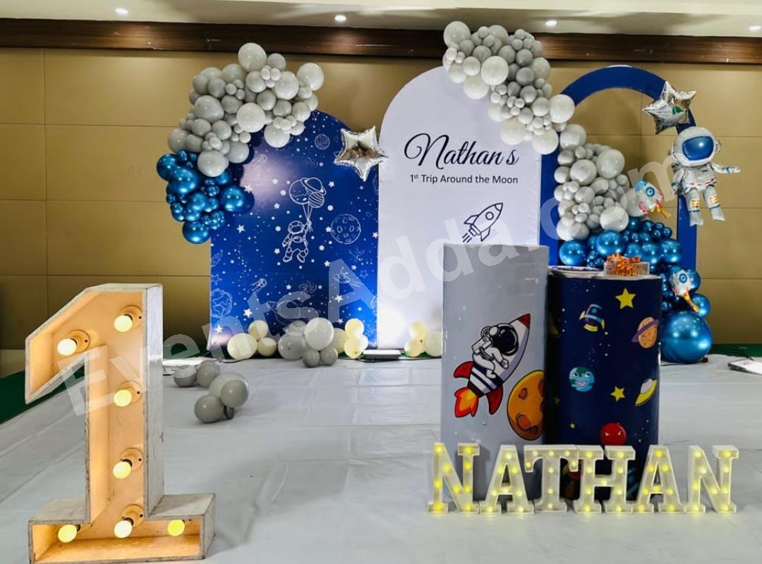 outer-space-first-birthday-balloon-decoration in Jaipur
