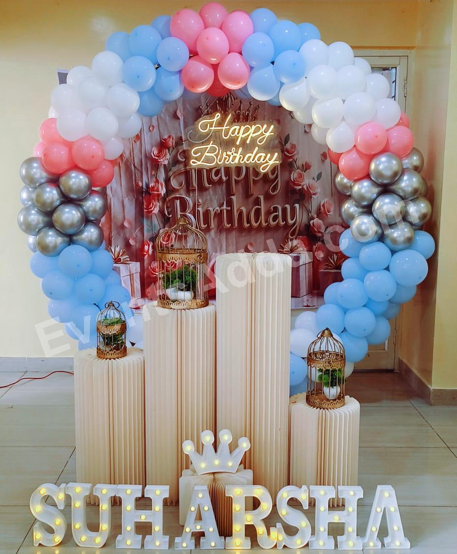 pastel-blue--pink-ring-balloon-birthday-decoration Decoration in =Chandigarh