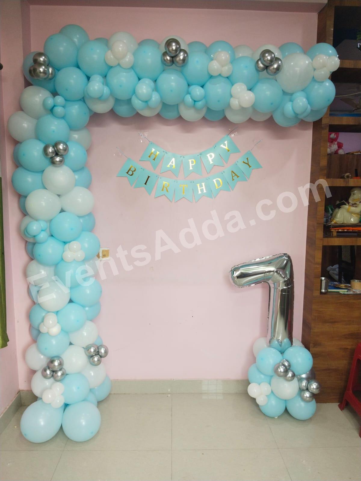 Pastel Blue First Birthday Balloon Arch Decoration Decoration in Rajanna Sircilla