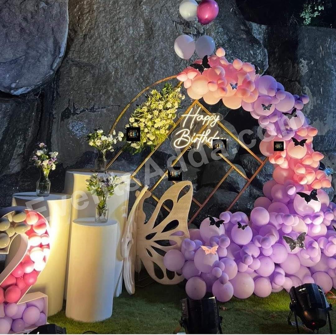 pastel-butterfly-garden-21st-birthday-decoration in Nagarkurnool