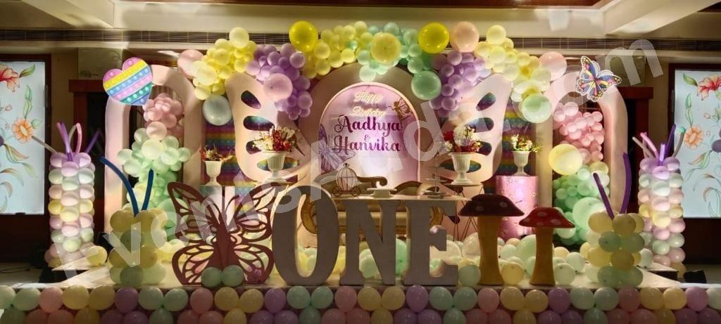 pastel-butterfly-garden-first-birthday-decoration Decoration in =Hyderabad