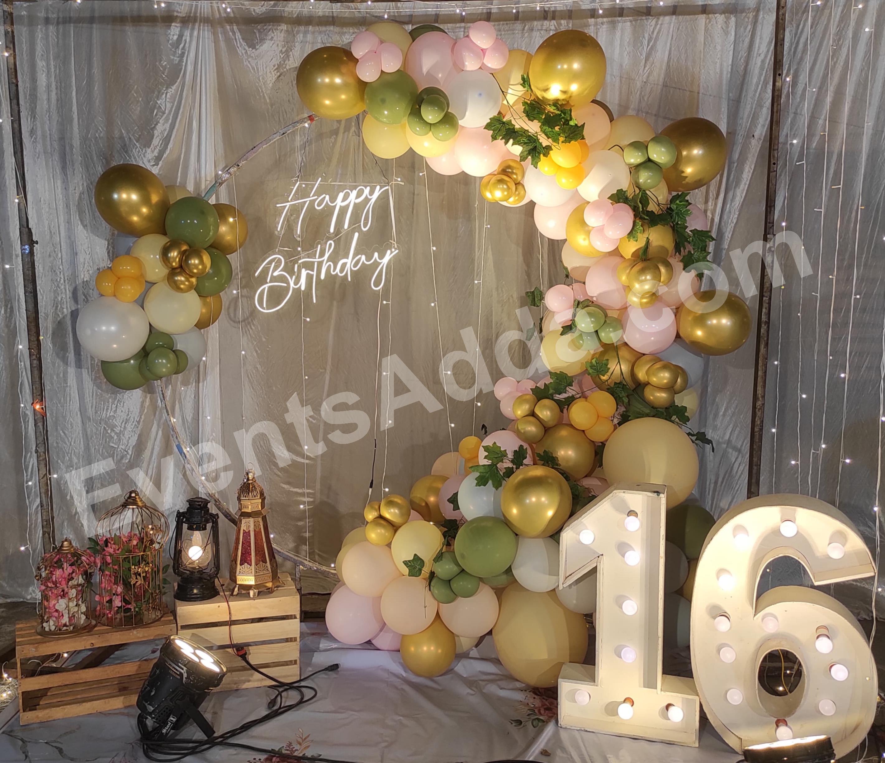 pastel-garden-16th-birthday-balloon-decoration in Nagarkurnool