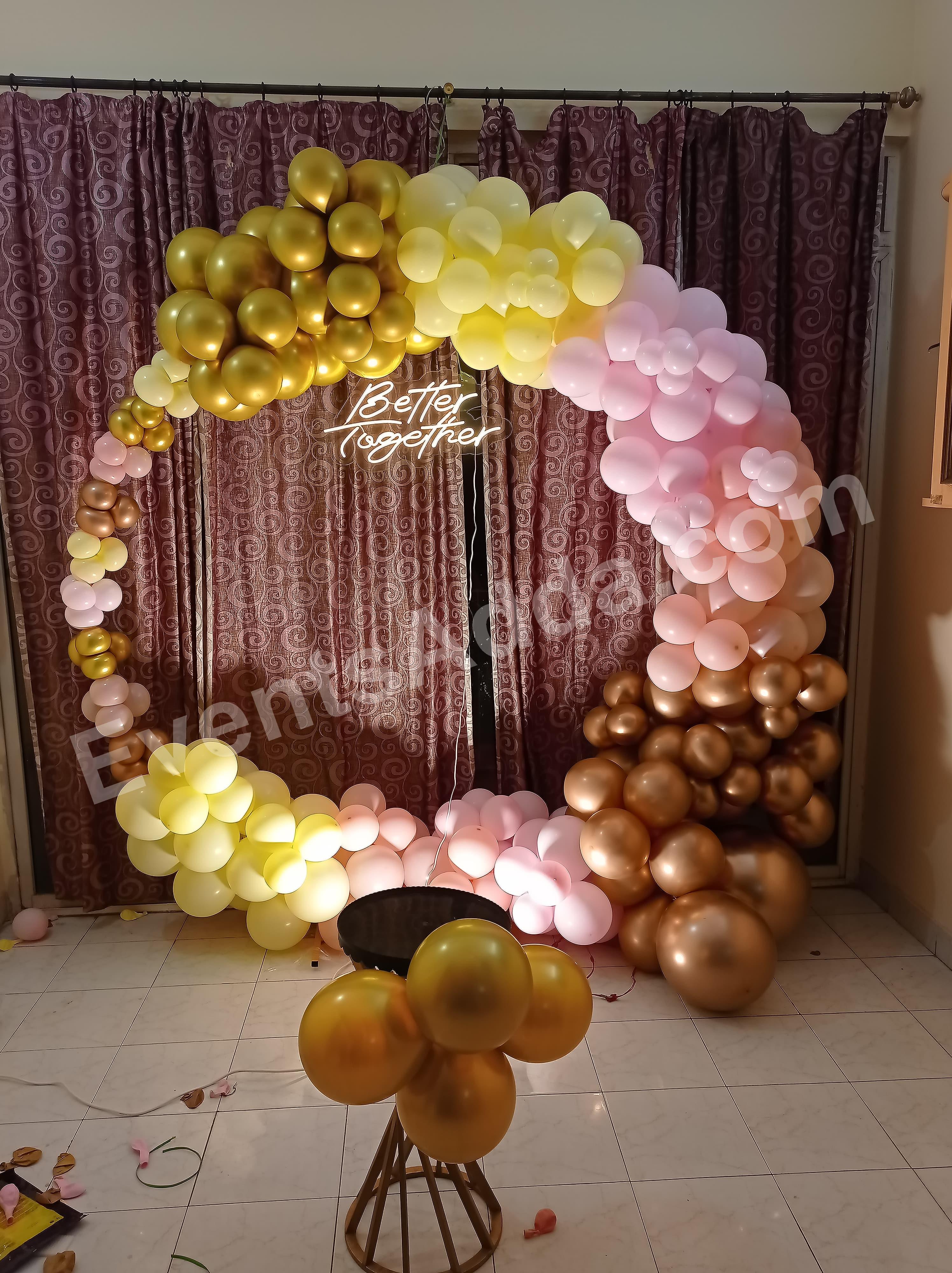 pastel-gold-better-together-balloon-decoration in Nagarkurnool