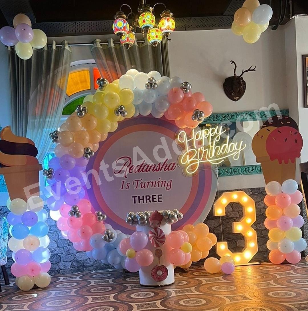 Pastel Ice Cream Theme Birthday Decoration Decoration in Nagarkurnool