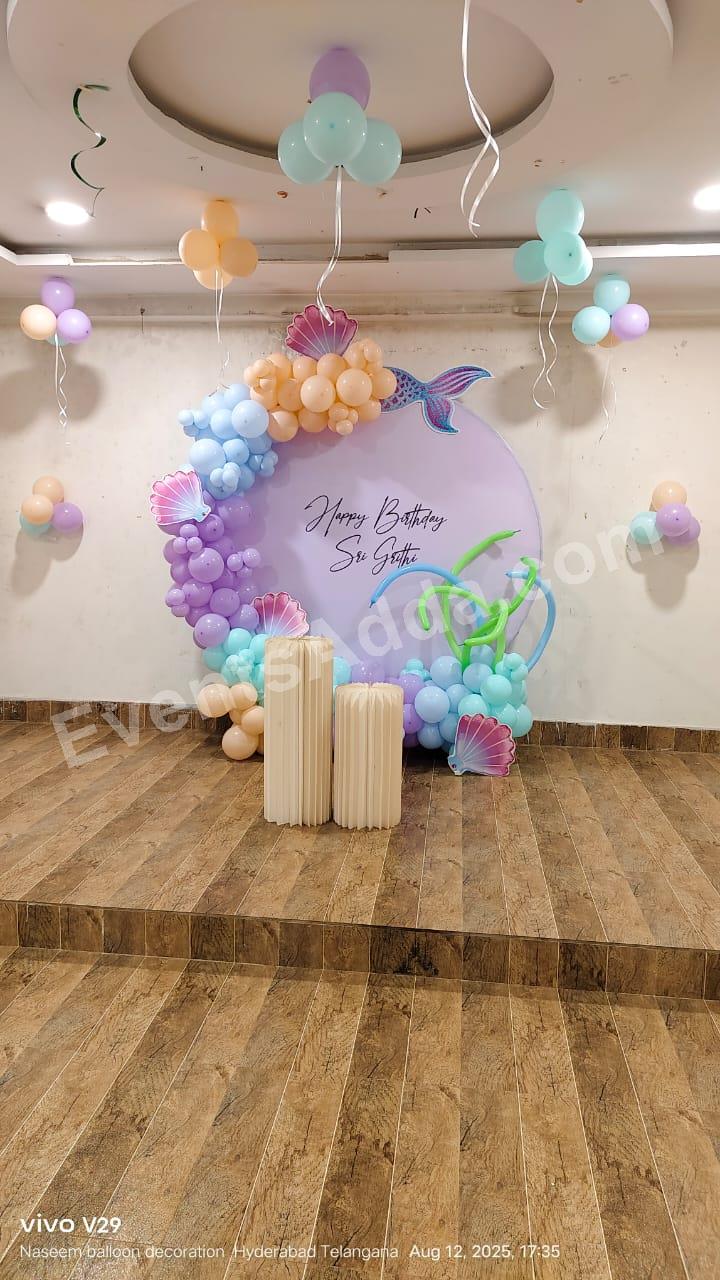 pastel-mermaid-theme-birthday-balloon-decoration Decoration in =Chandigarh