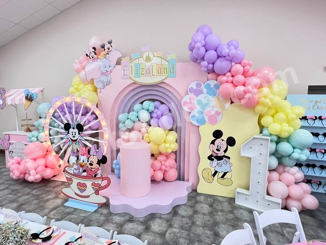 pastel-mickey--minnie-carnival-birthday-theme-decoration in Mancherial district