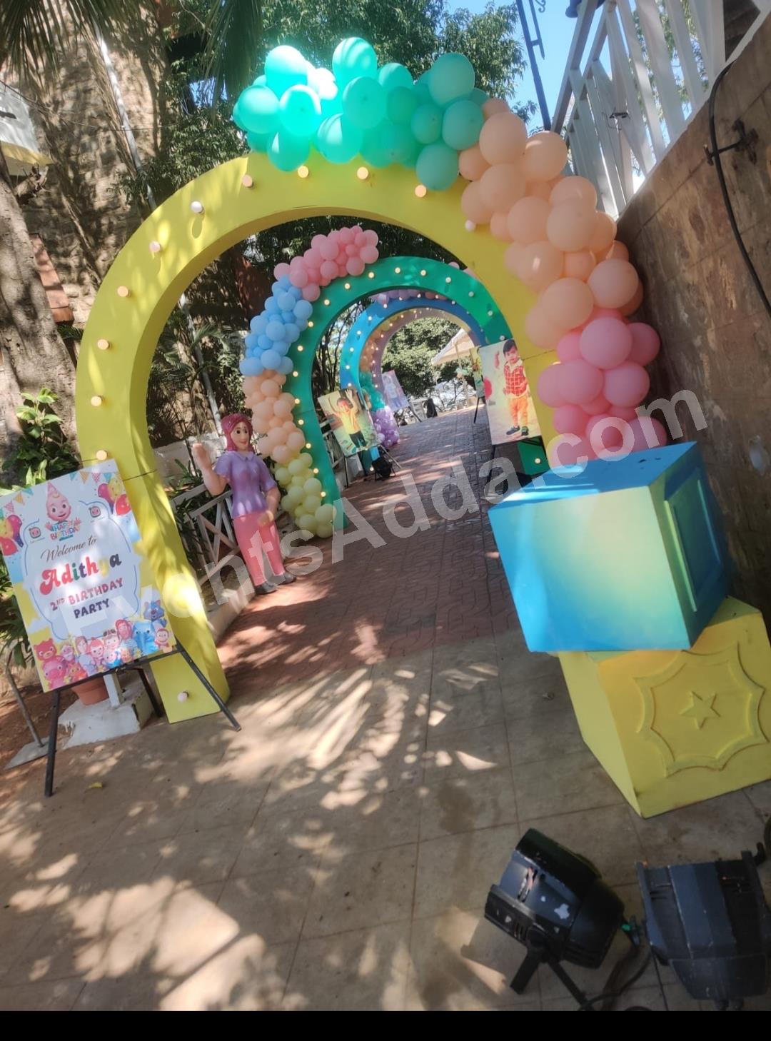 pastel-rainbow-entrance-arch-birthday-decoration in Narayanpet
