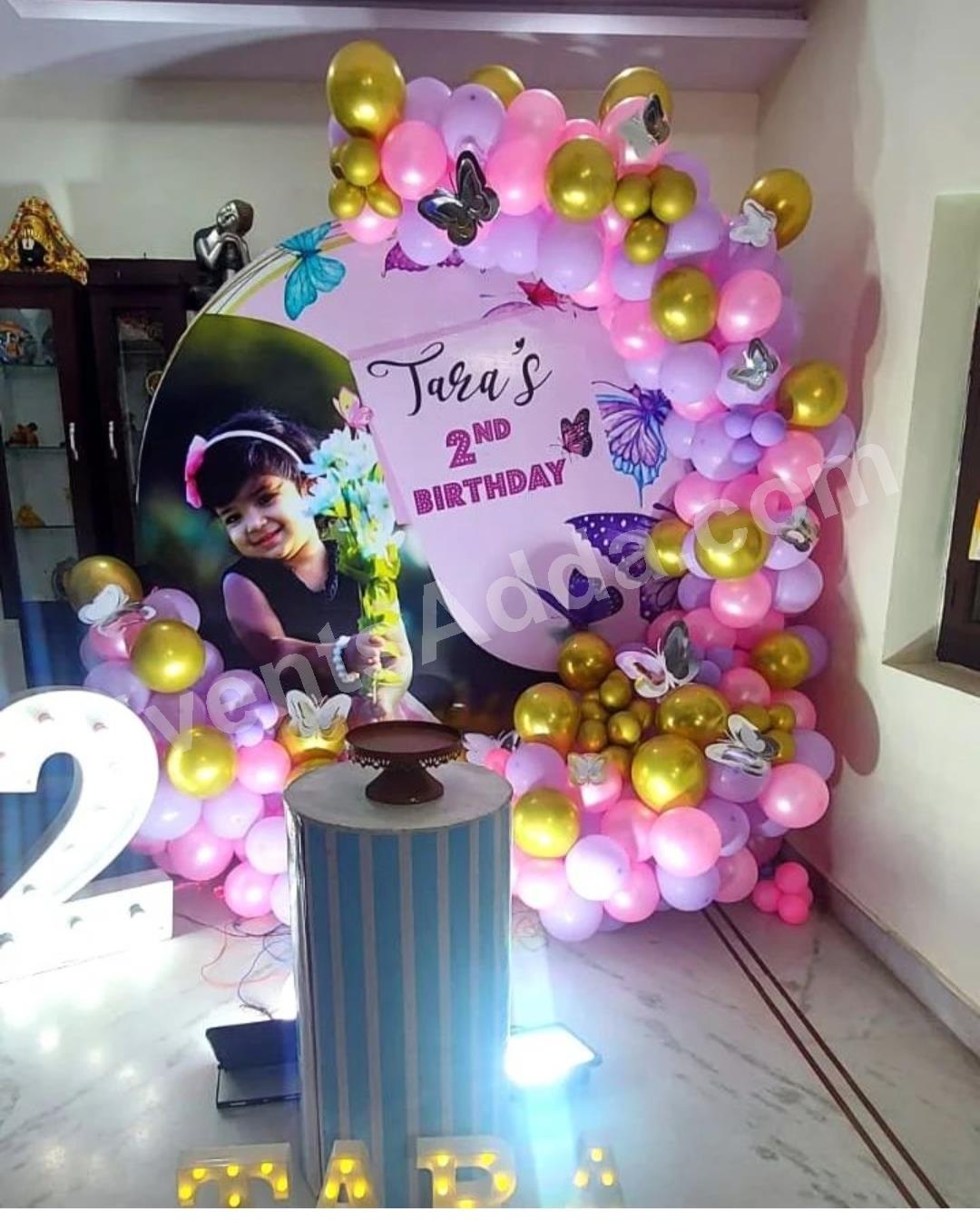 pink-butterfly-2nd-birthday-photo-backdrop-decoration in Nagarkurnool