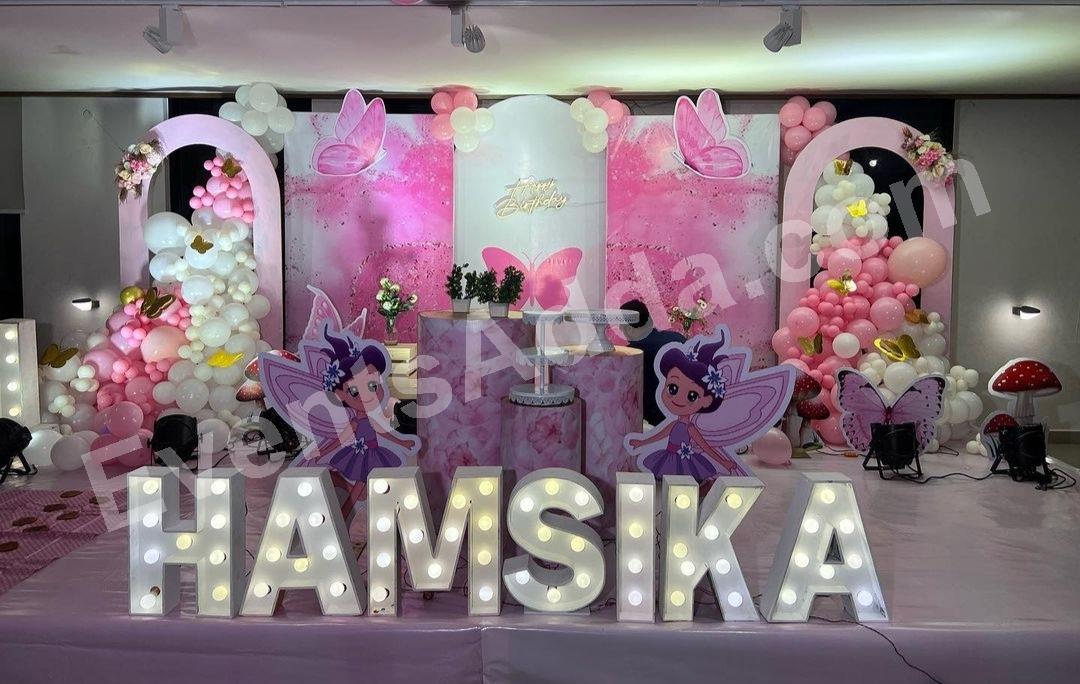 pink-butterfly-fairy-garden-birthday-decoration Decoration in =Hyderabad