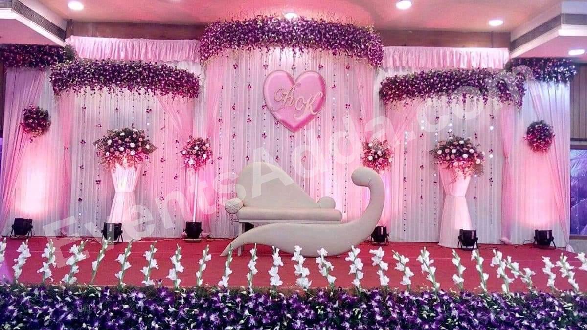 pink-heart-romantic-reception-stage-decoration in Bangalore