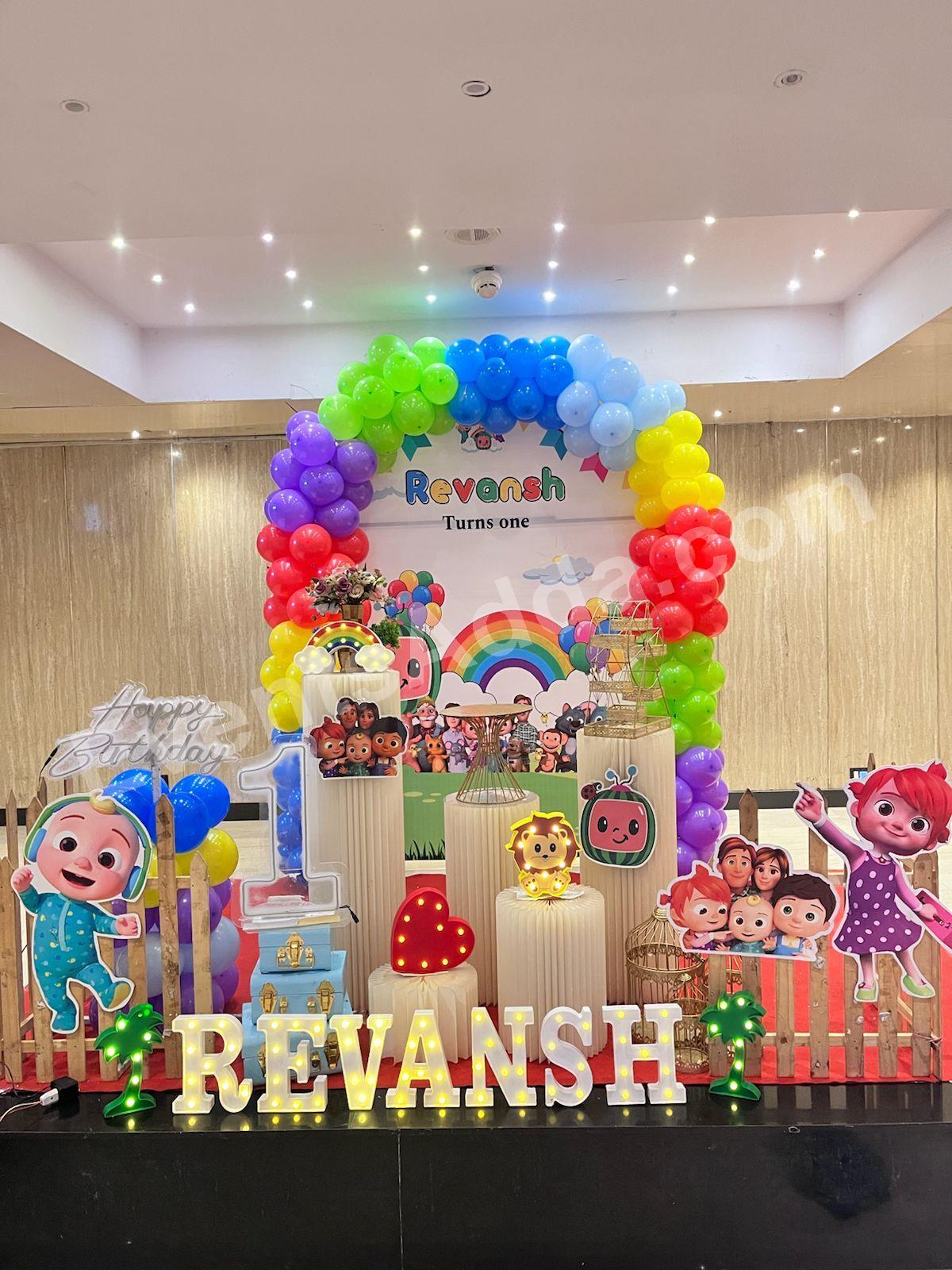 premium cocomelon Themed First Birthday Decoration in Hyderabad