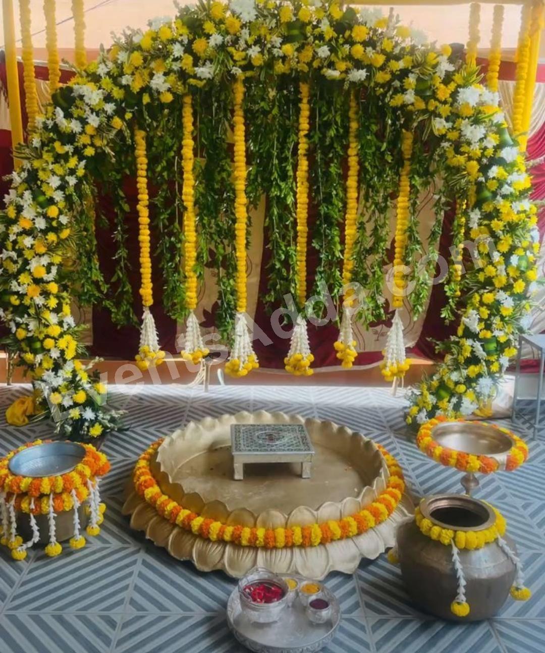 premium-floral-haldi-ceremony-stage-decoration in Kolkata