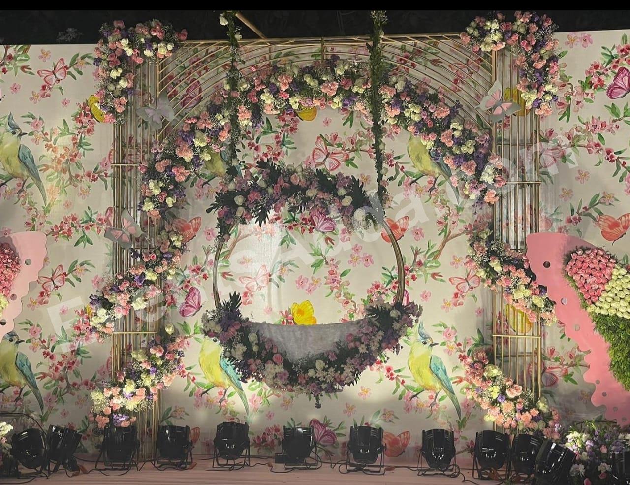 premium-floral-hanging-cradle-ceremony-stage-decoration in Jorhat