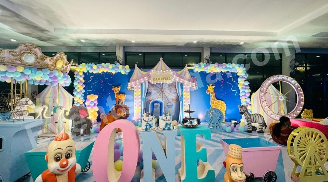 premium-pastel-carnival-animal-birthday-decoration in Vijayawada
