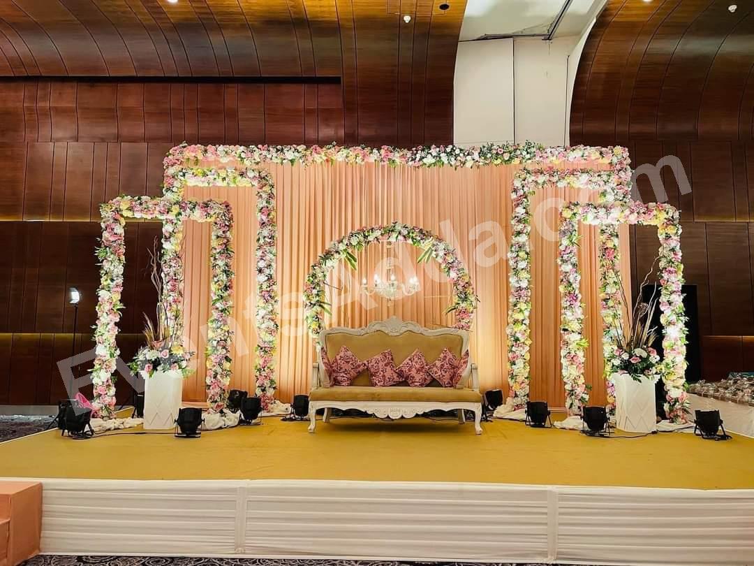 premium-pastel-floral-frame-wedding-stage-decoration in Chandigarh