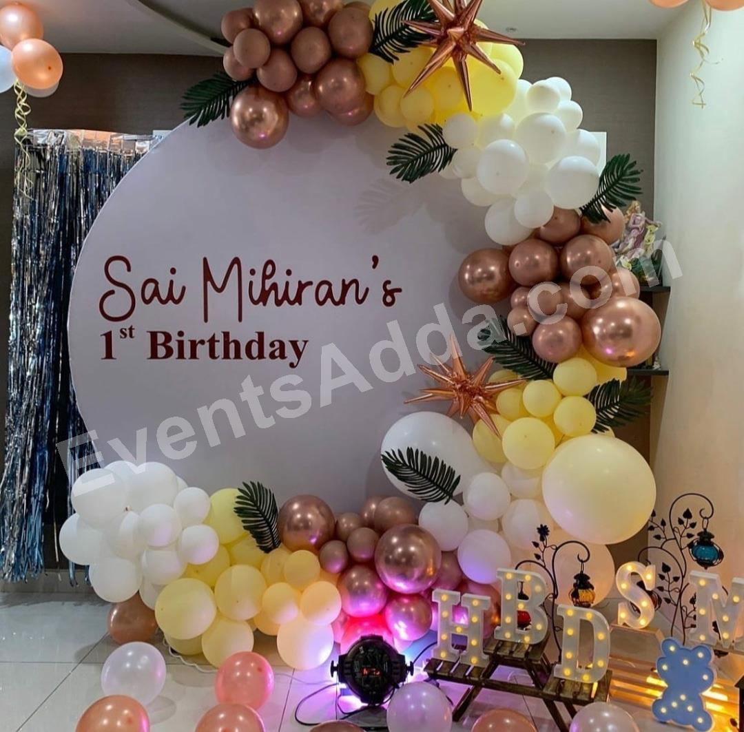 premium-rose-gold--ivory-first-birthday-balloon-decoration in Jorhat