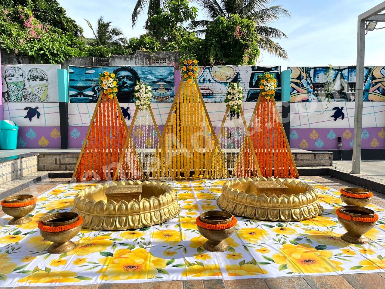 Premium Twin Haldi Ceremony Floral Decoration Decoration in Peddapalli