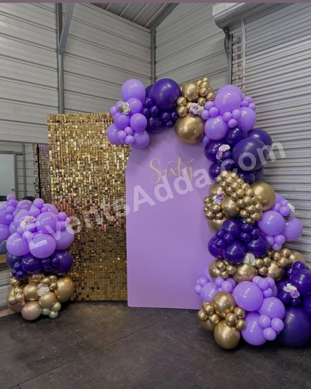 Purple and Gold Sixty Birthday Decoration in Bangalore