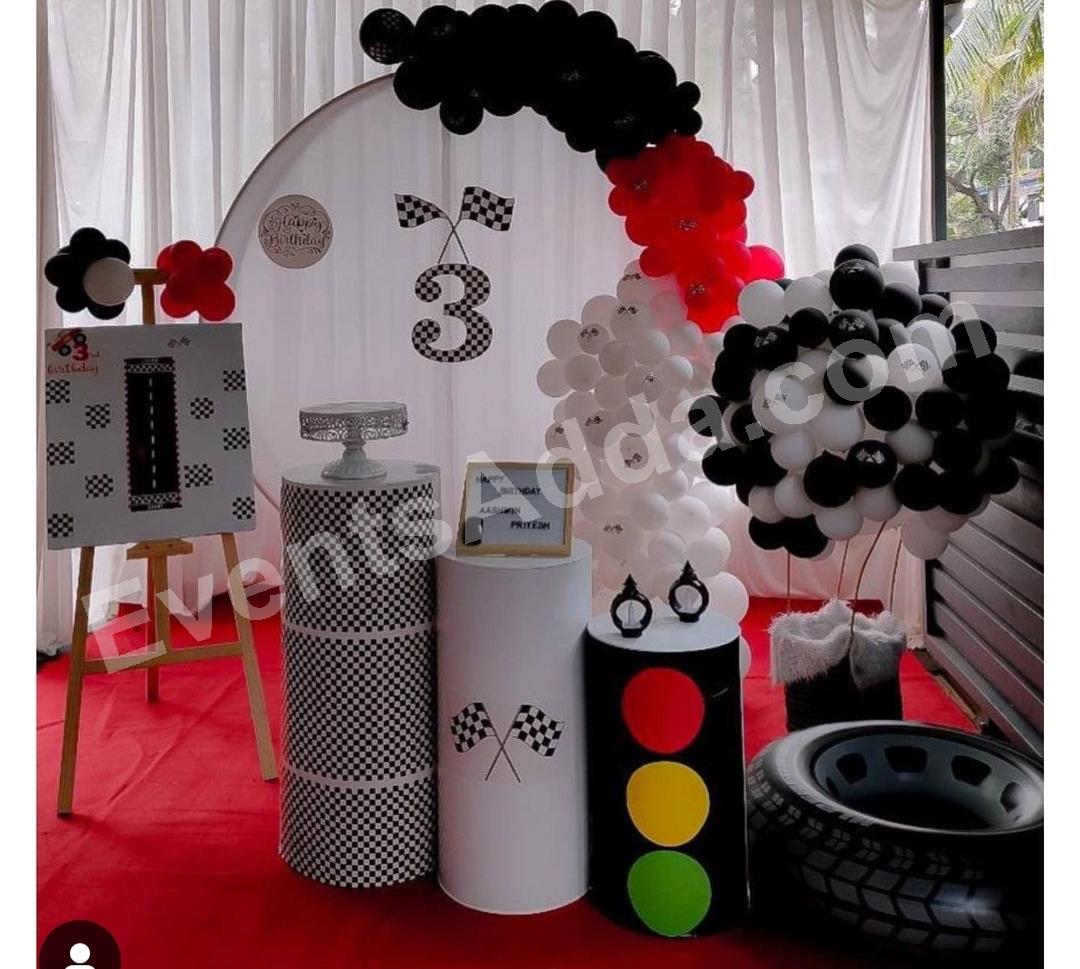 race-track-3rd-birthday-decoration in Vijayawada
