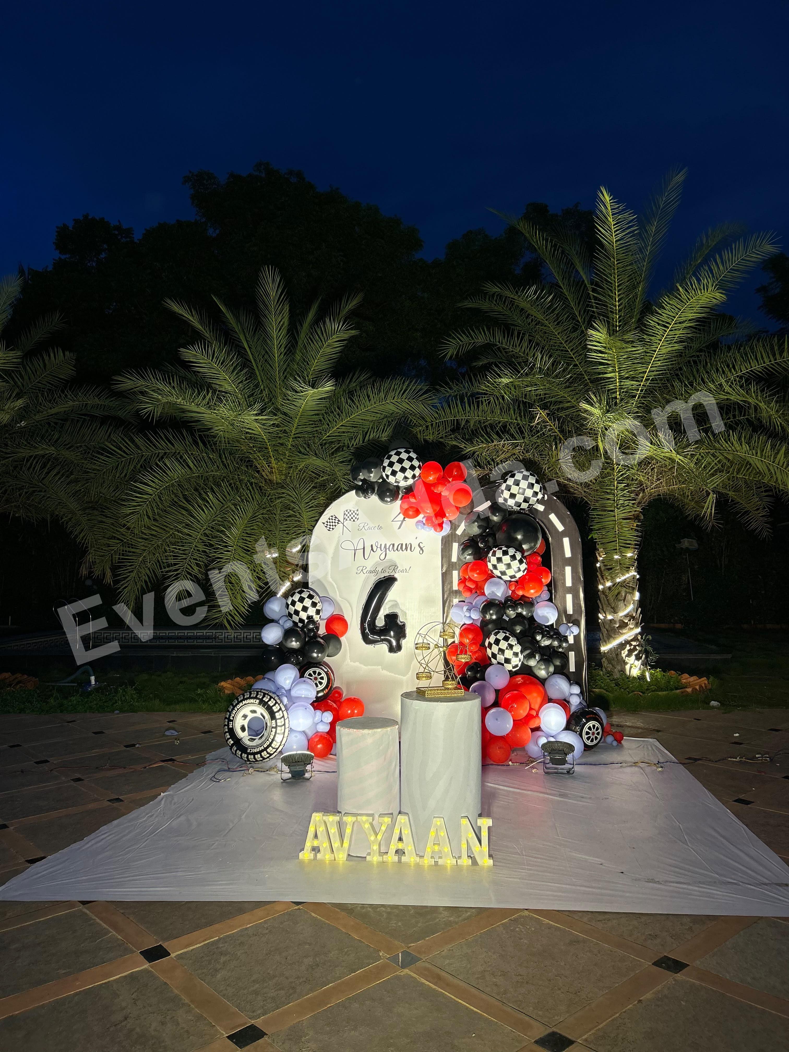 Racing Car Balloon Birthday Backdrop Decoration Decoration in Siddipet