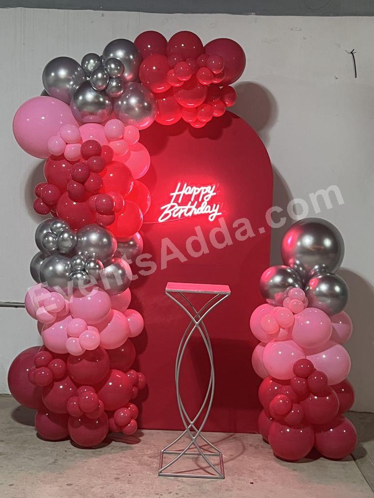Red and Pink Balloon Birthday Decoration in Hyderabad