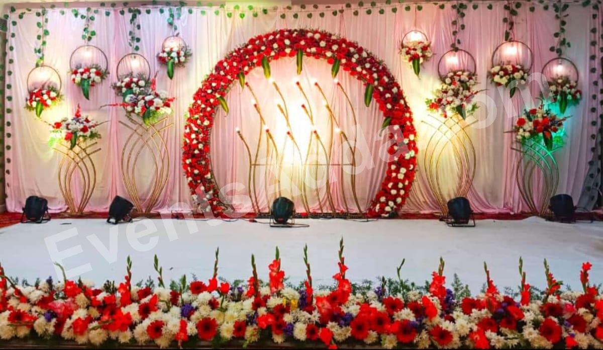 red-and-white-floral-ring-stage-decoration in Warangal Rural