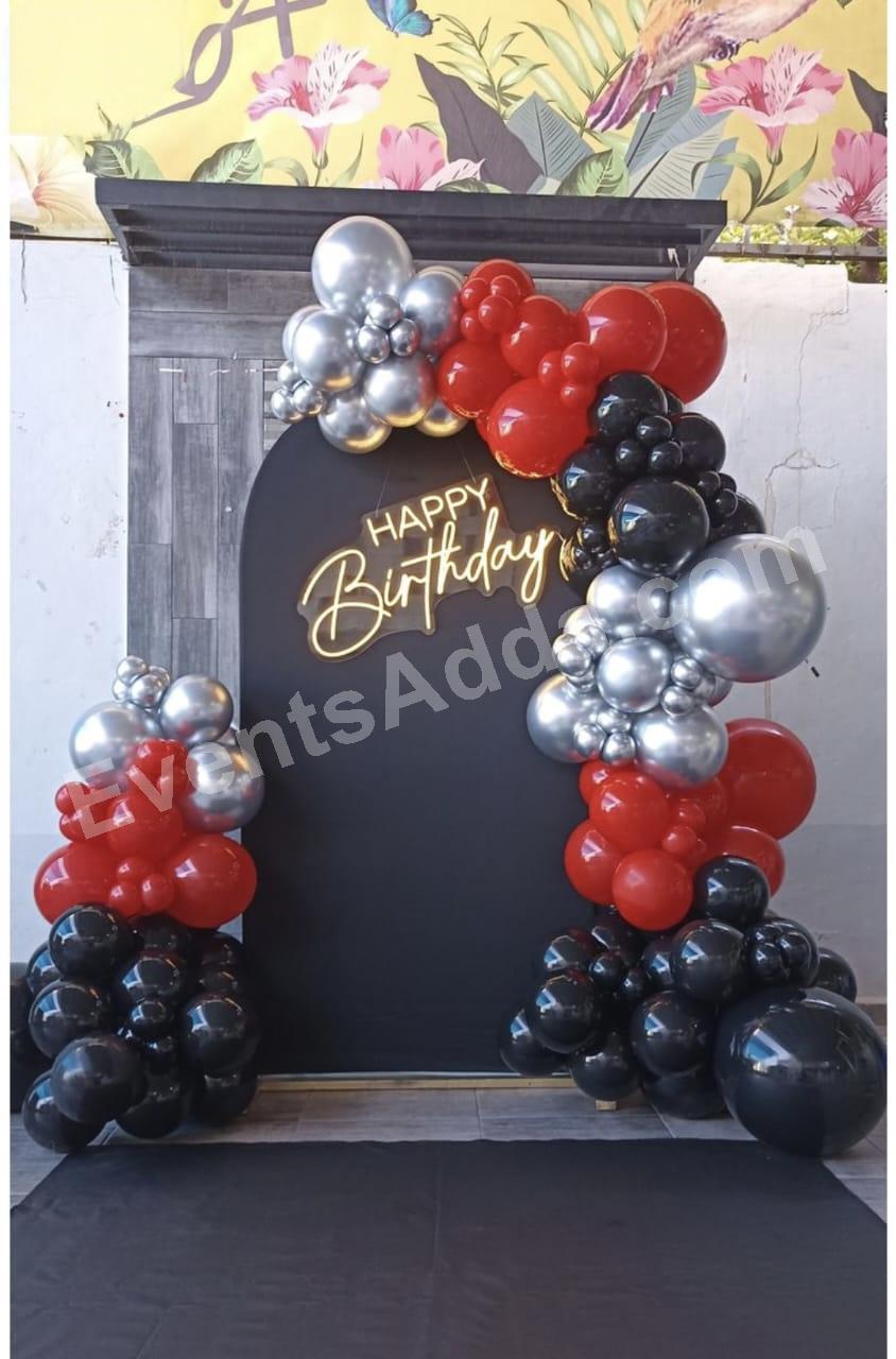Red Black and Silver Balloon Birthday Decoration in Hyderabad