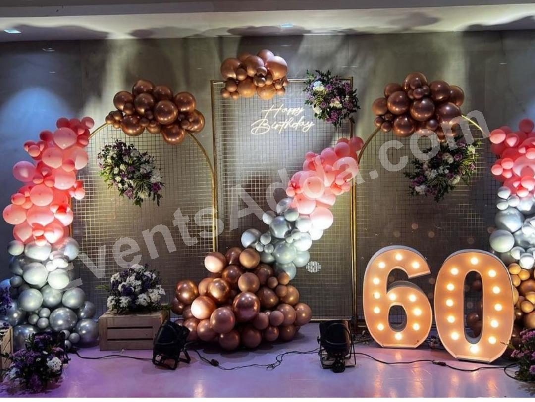 rose-gold--blush-diamond-birthday-decoration in Mumbai