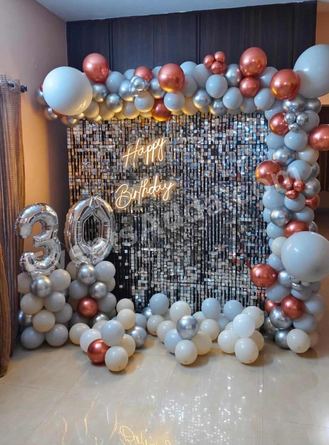 Rose Gold & Silver 30th Birthday Sequin Backdrop Decoration Decoration in Rajanna Sircilla