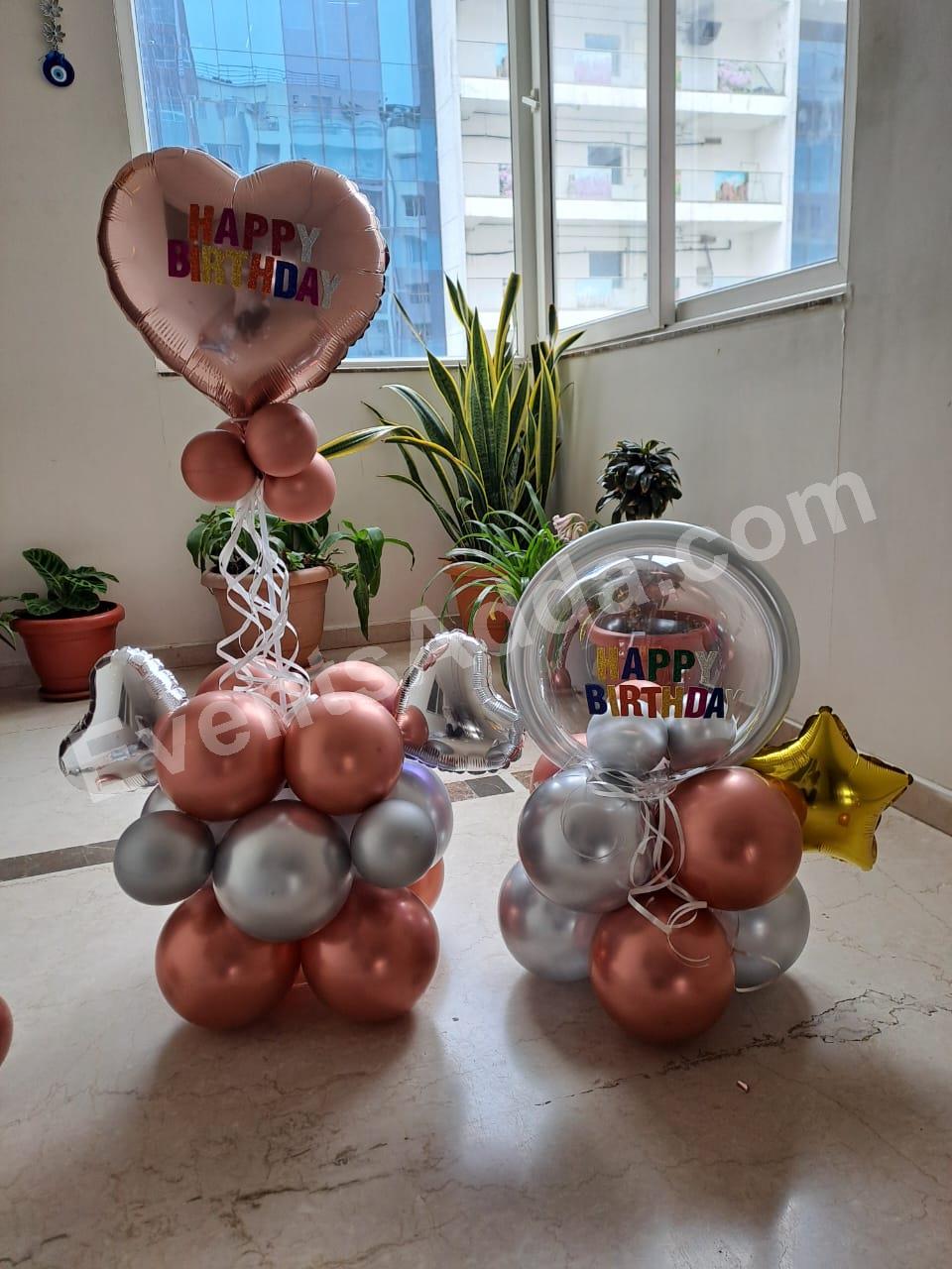 Rose Gold Birthday Balloon Bouquet Decoration Decoration in Rajanna Sircilla