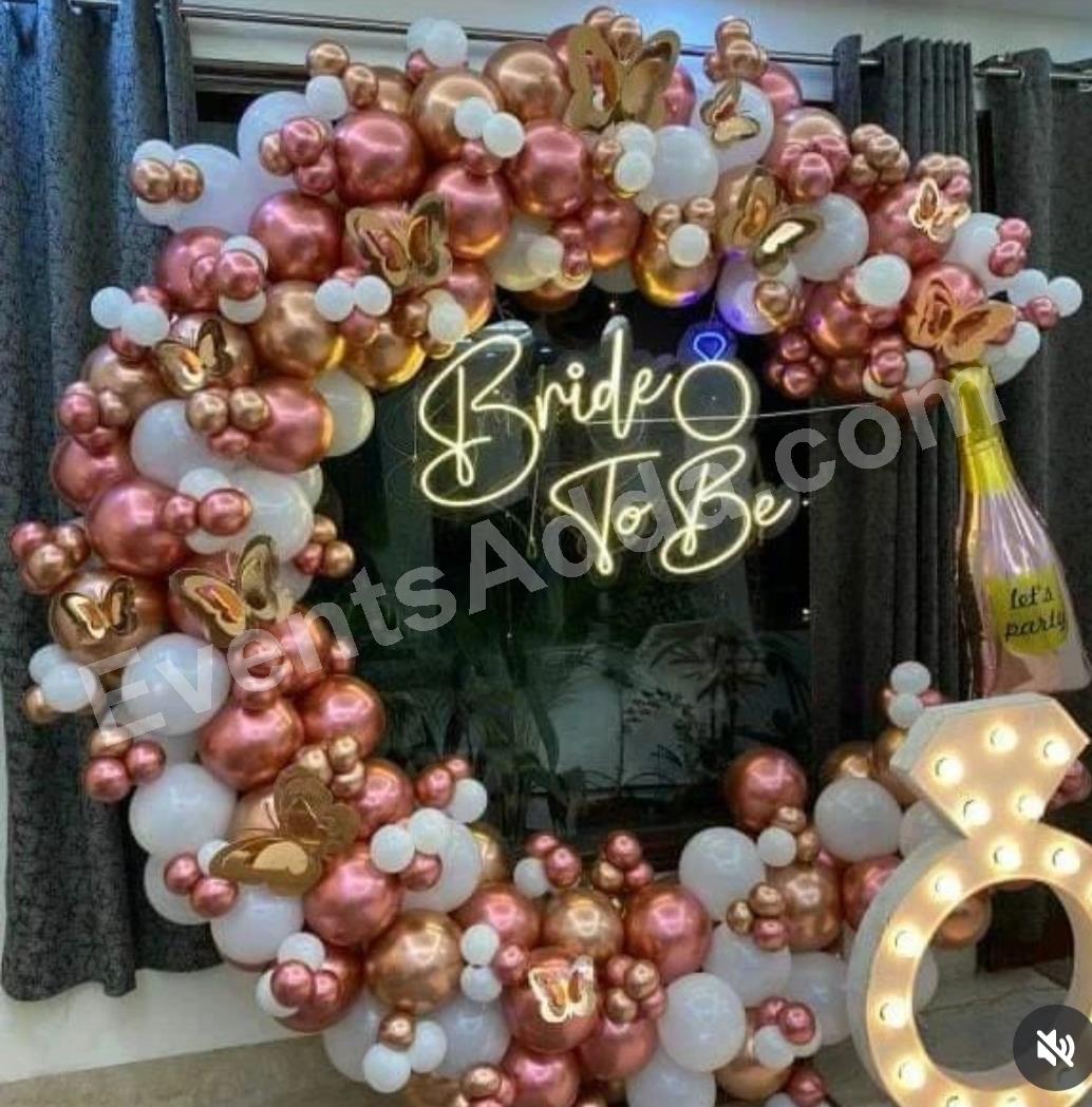 rose-gold-bride-to-be-neon-balloon-decoration in Nagarkurnool