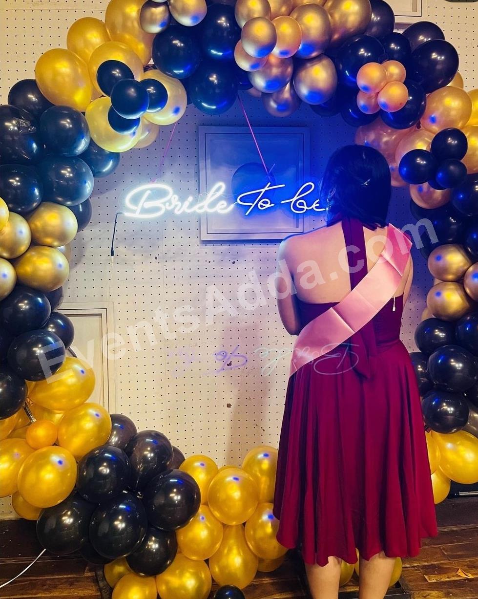 Royal Black & Gold Bride-to-Be Balloon Decoration Decoration in Vijayawada