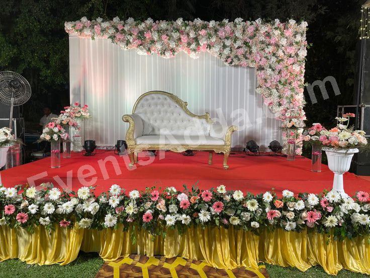 royal-blush-floral-wedding-stage-decoration in Chandigarh