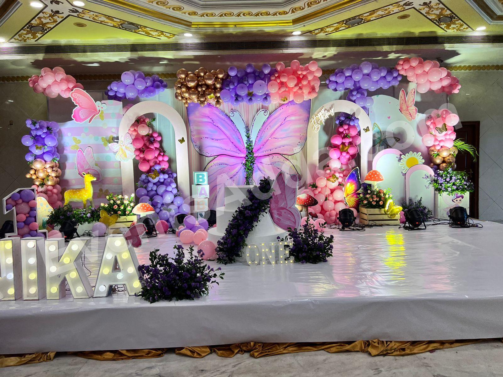 royal-butterfly-fairy-garden-first-birthday-decoration Decoration in =Hyderabad